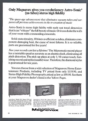 1963 Magnavox Astro-Sonic Stereo Print Ad Models 638 645 640 ~Fa034 • $9.99
