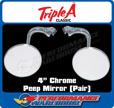 Classic Peep Mirror 4  Round (Pair) Hot Rod Vintage Chrome Classic Restore • $51.59