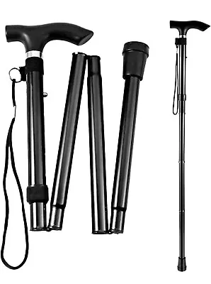 Easy Adjustable Folding Cane Flower Style & Plain Design Walking Stick UK Seller • £6.95