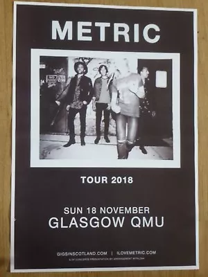 Metric Concert Poster - Glasgow 2018 Live Music Band Show Tour - Gig Memorabilia • $12.37