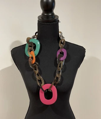 $400 • Buy Authentic HERMES Buffalo Horn Chain Necklace