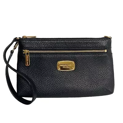 MICHAEL KORS Wristlet Bag Black Leather Jet Set • $54.95