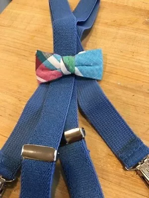 New Infant/toddler Boy Multicolored Madras Bow Tie/royal Suspender Set/usa Made  • $4.25