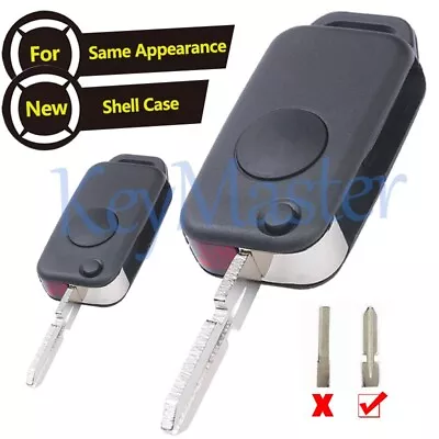 2 X Flip Remote Key Shell Fob Case 1Btn HU39 Blade For Benz W124 W202 S500 SL500 • $13.26
