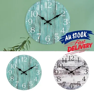 $19.98 • Buy 10 Inch Non-Ticking Wall Clock Silent Retro Rustic Style Decorative Round Wall