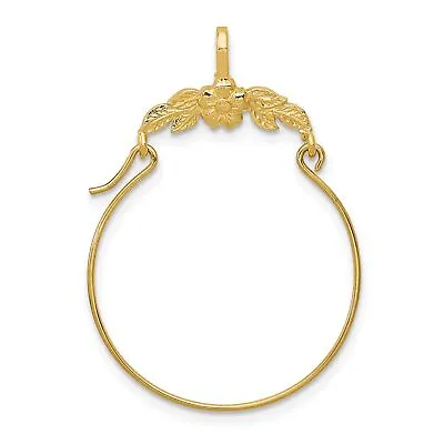 14K Gold Polished Floral Charm Holder Jewelry 30mm X 25mm • £92.41