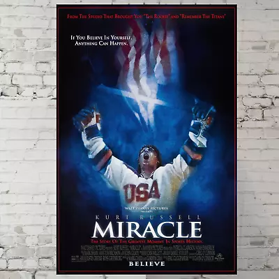 Miracle Movie Poster Kurt Russell Poster Ice Hockey 11x17  Wall Art Trendy • $14.90