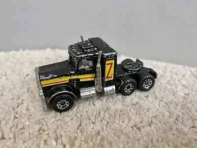 Vintage Matchbox Peterbilt Trailer/truck Black 1983 Made In Macau 3’’ • $1.23