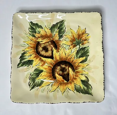 Country Sunflower By Maxcera Square Salad Plate 9” • $13.99