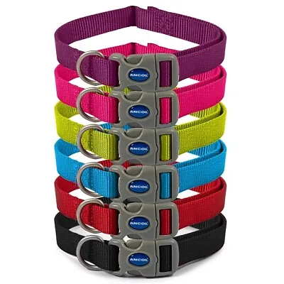 £5.54 • Buy Ancol Adjustable Dog Collar Nylon Viva Puppy In Pink Blue Red Black Purple Lime