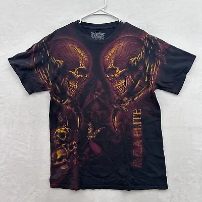 MMA Elite Shirt Mens L Black Gothcore Grunge Skulls Bats Wings Graphic Y2K • $39.95