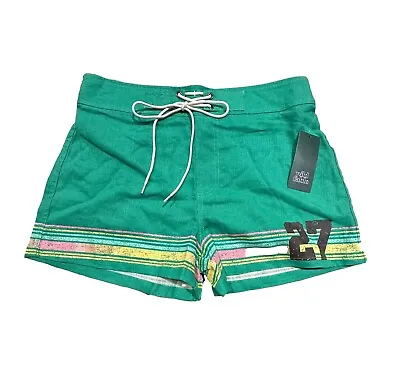 Women's Mid-Rise Linen Board Shorts - Wild Fable Sage Green Multi Striped L • £7.60