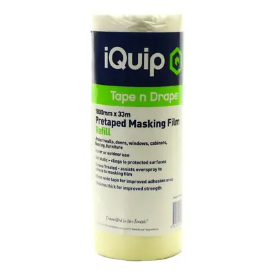 IQUIP Pre-Taped Film Refill Cartridge 1800mm X 33m Plastic Drop Sheet Painting • $17.99