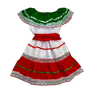 Childs Cinco De Mayo Fiesta Mexican Heritage Dress Girls Halloween Costume S-XL • $23.95