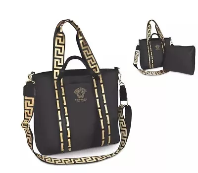 Versace Bag Black Tote Shoulder Purse Perfume Promo 2pc Bag New • $129