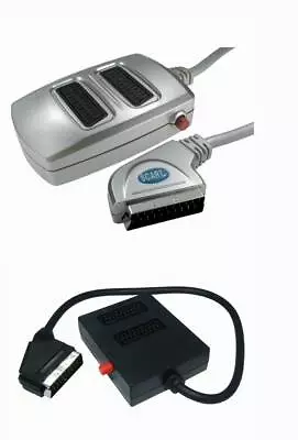 £6.86 • Buy 2 Way TV Scart Splitter Adaptor Switch Box Connect 2 Devices To 1 TV Switchable
