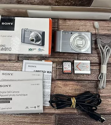 Sony CyberShot DSC-W810 20.1MP Digital Camera CIB W/ OEM Battery & 32GB SD Card • $179