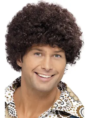 Adults Mens 70s Disco Dude Wig Halloween Costume Accessory Fancy Dress Outfit • £8.99