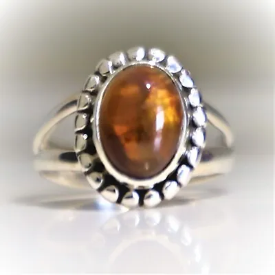 Mexican Fire Agate Natural Gemstone 925 Sterling Silver Handmade Jewelry Ring  • $34.84