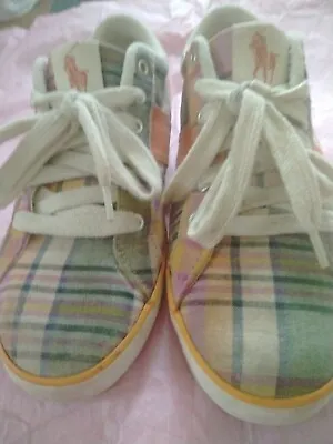 $15 • Buy POLO Ralph Lauren Women's Plaid Tennis Sneaker Shoes Sz 8.5          