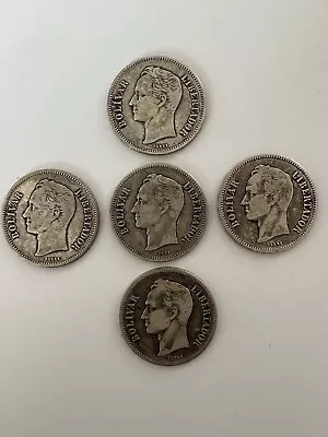 SILVER -Coins (5) - 1936 Venezuela 2 Bolivares • $59