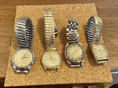 Vtg. Lot Of 4 Men's Watches Helbros Benrus Waltham 14 KGF & Clinton All Run • $49.99