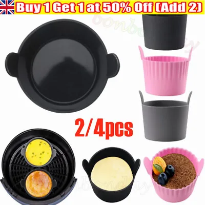 2/4Pack Air Fryer Egg Poacher Moulds Silicone Ramekins For All Air Fryer UK (: • £8.59