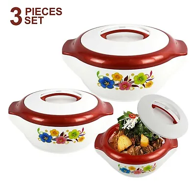 £43.99 • Buy 3Pcs Large Hot Pot Pan Food Warmer Set Insulated Thermal Casserole Serving Dish