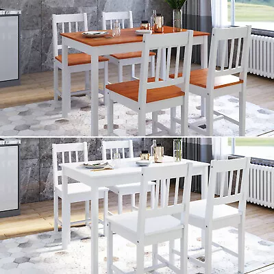 Dining Table And Chairs Bench Set 6 Seat Quallty Wooden Cholce Dining Room White • £151.33