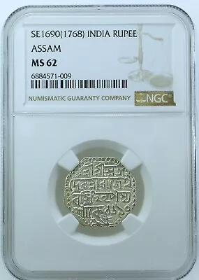 India  SE1690(1768) Assam Rupee NGC MS62 • $51