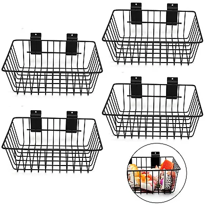 4 Pcs Hanging Slatwall Basket Ventilated Metal Slatwall Baskets Mounted • $44.54