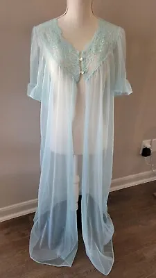Vintage 70s Sheer Nightgown Small Short Sleeve Lacey V Neck Button Open Flont • $19.99