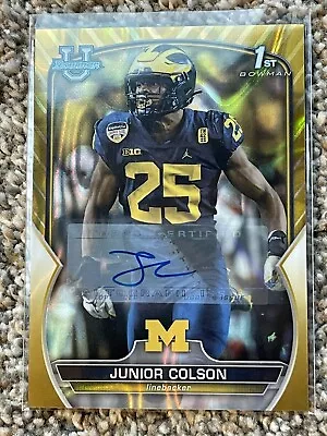 2022 Bowman University Junior Colson Gold Lava Auto 1st Bowman RC /50 Michigan • $39.99