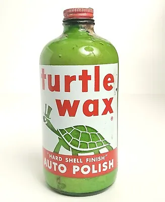 Vintage Plastone TURTLE WAX AutoPolish Bottle Owens Illinois Duraglas Pint • $29.99