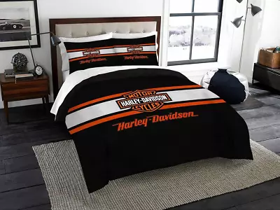 Harley-Davidson Orange And White Motorcycles Logo Duvet Covers Set (4pcs) • $59.99