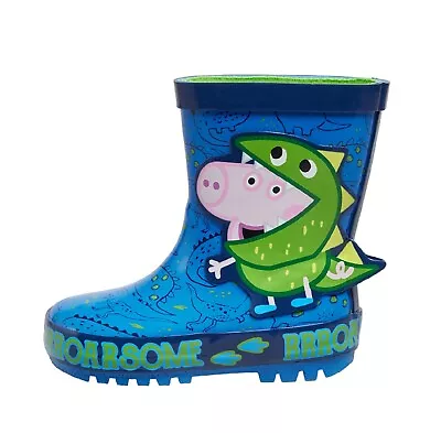 Boys Peppa Pig George Pig 3d Dinosaur Wellies Rain Wellington Boots Uk Size 5-10 • £13.95