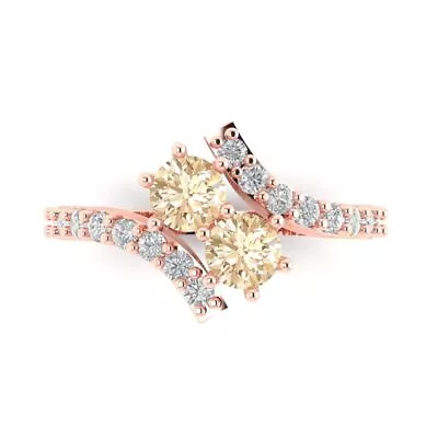 1.98ct Round Cut Natural Morganite 18k Pink Gold Statement Wedding Bridal Ring • $410.20