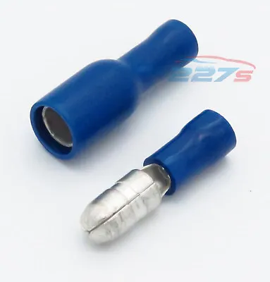 100x Blue Bullet Connector Insulated Crimp Terminals For Electrical Wiring Cable • £4.69