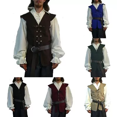 Fashion Vest Male Waistcoat Costume Gothic Medieval Pirate Renaissance • $22.24