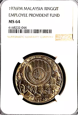 NGC MALAYSIA $1 Ringgit E.P.F. Commemorative Coin Ø33(+FREE1 Coin)#25243 • $59