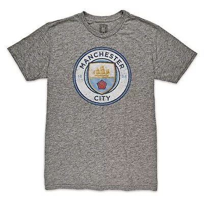 Manchester City Badge Premium Vintage Triblend Slub T-Shirt Grey - 1863FC • $29.99