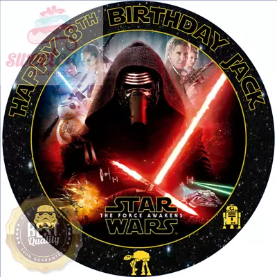 STAR WARS Cake Topper Personalised Edible | Round Icing Or Wafer Paper  • £7.49