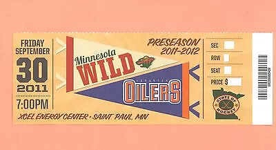 Edmonton Oilers At Minnesota Wild 9-30-11 Ticket Stub UNused GEM MINT Condition • $10