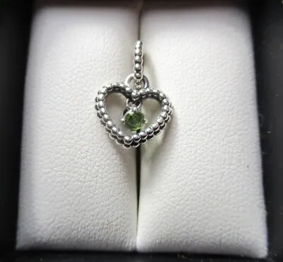 $27 • Buy PANDORA -  Beaded Heart AUGUST Green Crystal Birthday Dangle Charm - 798854C10