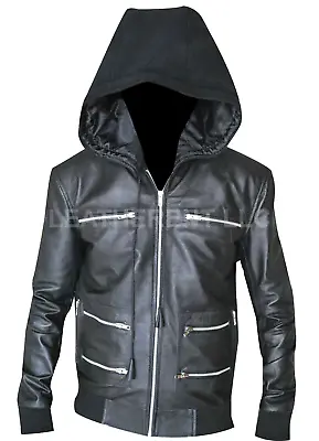 Mens Eminem Grammy Stylish Award Rapper Classic Bomber Style Leather Jacket • $125.99