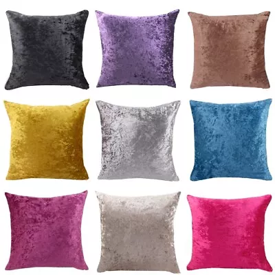Crushed Velvet Luxury Solid Cushion Cover Pillow Case Soft Throw Home Sofa Decor • $14.62