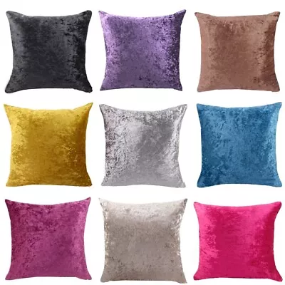 Crushed Velvet Luxury Solid Cushion Cover Pillow Case Soft Throw Home Sofa Decor • $11.32