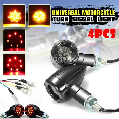4X Motorcycle LED Mini Amber Turn Signal Red Brake Blinker Light For Cafe Racer • $11.50