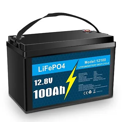 12V 100Ah LiFePO4 Deep Cycle Lithium Battery For RV Marine Off-Grid Solar System • $185.99