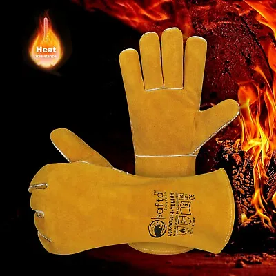 🔥 Gauntlets Welding Gloves Welders For BBQ | Oven | TIG | MIG | Solding Gloves • £12.99